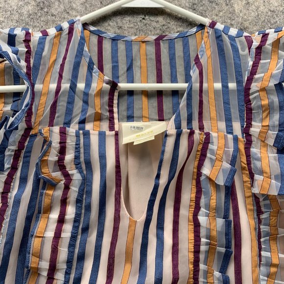 Anthropologie Maeve Shirt Women 2 Ladies Multi Colors Outdoors Casual Striped - Picture 8 of 11